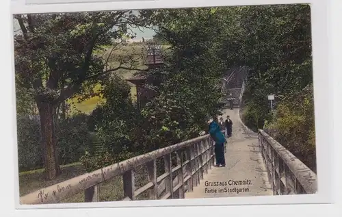 904782 Ak Gruss aus Chemnitz - Partie im Stadtgarten 1906