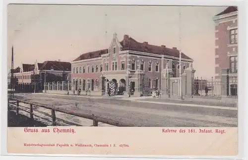 905271 Ak Gruss aus Chemnitz - Kaserne des 181. Infanterie-Reg. um 1900