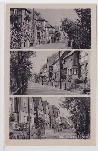 27320 Ak Postelwitz - Straßensicht mit alten Häusern und Allee