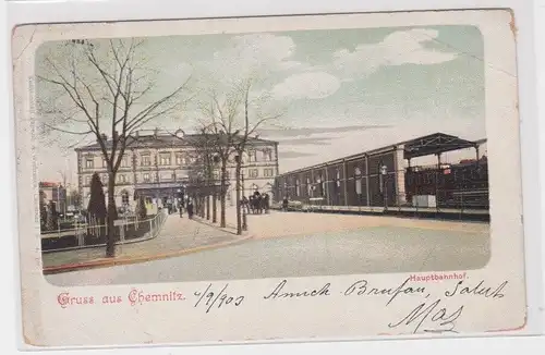 905142 Ak Gruss aus Chemnitz - Partie am Hauptbahnhof 1903