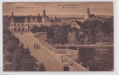 906335 Ak Bad Schmiedeberg - Städtisches Kurhaus, Totalansicht mit Flusspartie