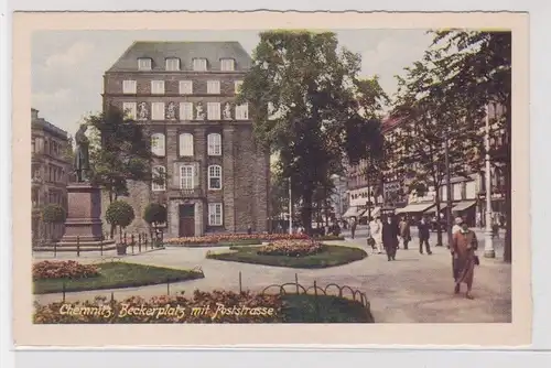 905296 Ak Chemnitz - Beckerplatz mit Poststrasse, Straßenansicht