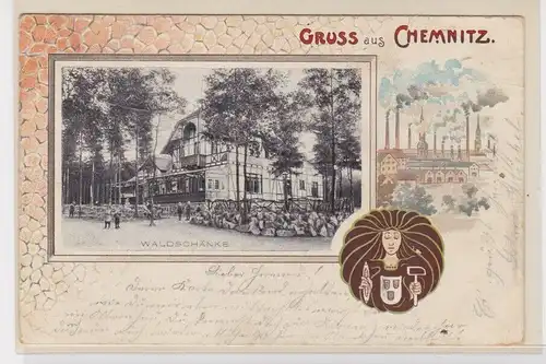 904934 Ak Gruss aus Chemnitz - Waldschänke 1901