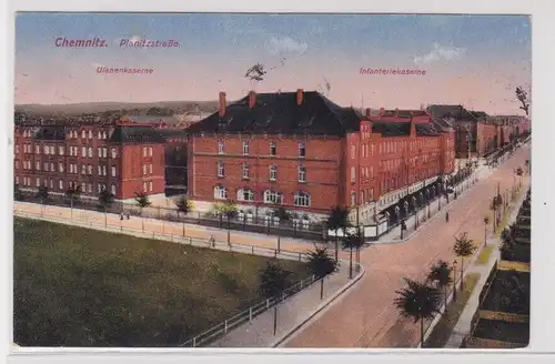 905325 Ak Chemnitz - Planitzstraße, Ulanenkaserne und Infanteriekaserne 1916