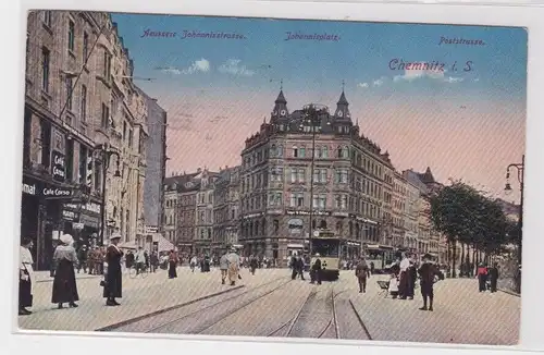 904922 Ak Chemnitz - Auessere Johannisstrasse, Johannisplatz, Poststrasse 1921