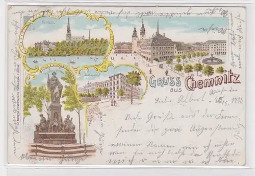 905046 Ak Gruss aus Chemnitz - Justizpalast, Saxonia-Brunnen, Schloss, Neumarkt