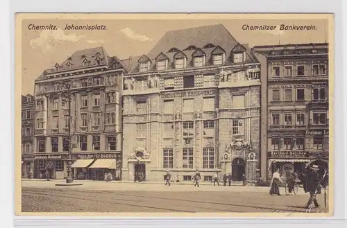 905201 Ak Chemnitz - Johannisplatz mit Chemnitzer Bankverein 1913