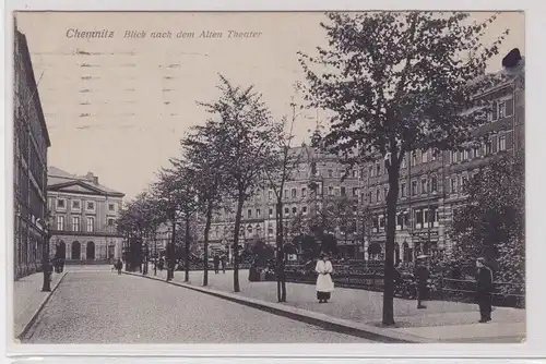 904680 Feldpost Ak Chemnitz - Blick nach dem Alten Theater, Straßenansicht 1918