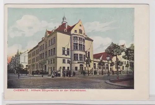 905077 Ak Chemnitz - Höhere Bürgerschule an der Weststraße um 1900