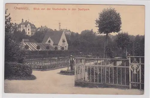 904817 Ak Chemnitz - Blick von der Gluckstraße in den Stadtpark 1914