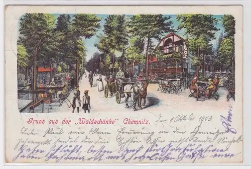 902881 Ak Gruss aus der "Waldschänke" Chemnitz - Gartenpartie 1903