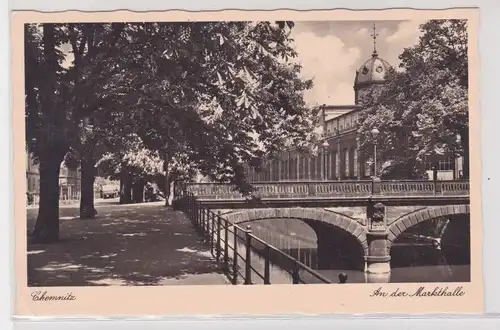 58945 Ak Chemnitz - An der Markthalle, Straßenansicht 1942