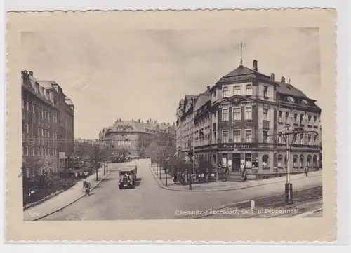89833 Ak Chemnitz-Hilbersdorf - Orth- und Zeppelinstraße, Straßenansicht 1951