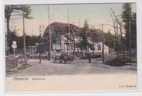 903887 Ak Chemnitz - Waldschänke, Gartenpartie und Kutschfahrt 1912