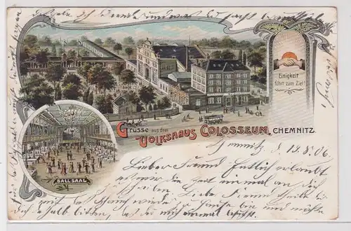 79595 Ak Grüsse aus dem Volkshaus Colosseum Chemnitz - Ballsaal, Totale 1906