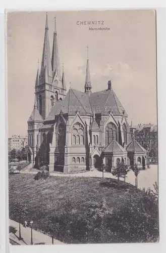 900213 Ak Chemnitz - Marcuskirche mit Parkanlage 1905