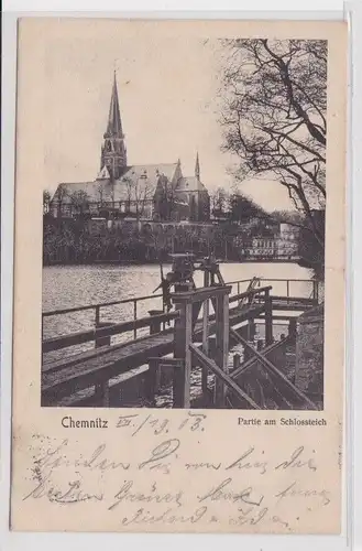 78585 Ak Chemnitz - Partie am Schlossteich mit Wehranlage 1903