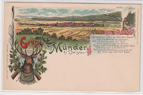 24374 Ak Lithographie Gruß aus Münder an der Deister um 1900