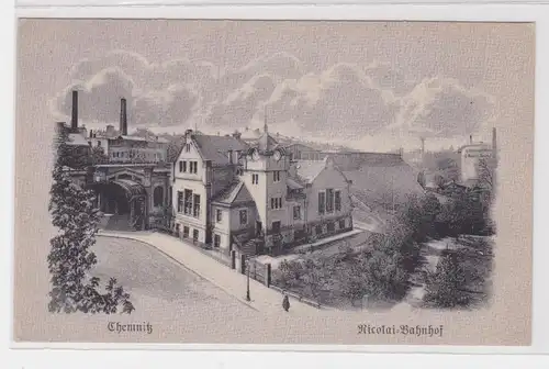 904441 Ak Chemnitz Nicolai Bahnhof um 1910