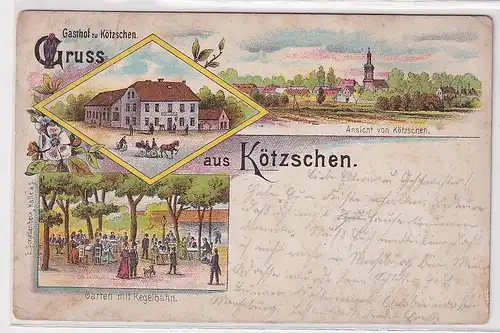 08297 Ak Lithographie Gruß aus Kötzschen Gasthof usw. 1908