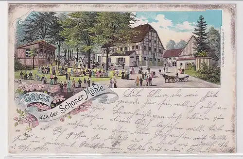 07480 Ak Lithographie Gruß aus der Schoner Zschoner Mühle 1900
