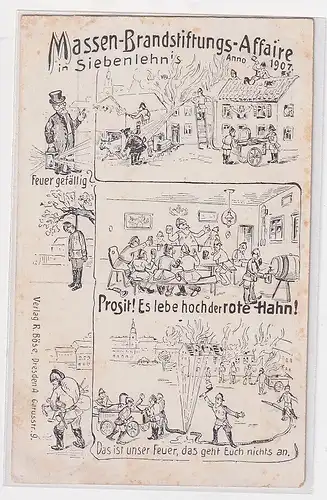 53697 Humor AK Massen Brandstiftungs-Affaire in Siebenlehn anno 1907