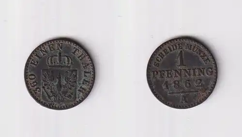 1 Pfennig Kupfer Münze Preussen 1862 A ss (150183)