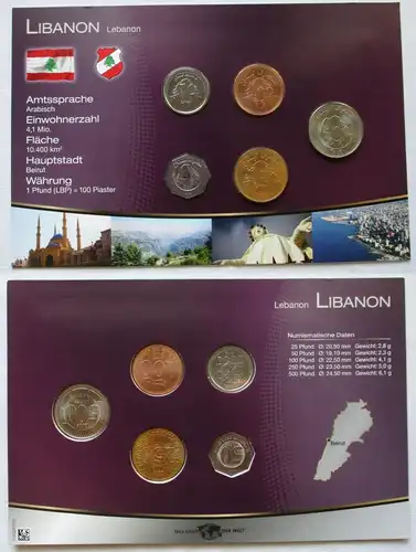 KMS Das Geld der Welt Kursmünzensatz Libanon 25 - 500 Pfund (133801)
