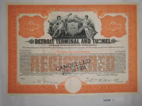 10000 Dollar Aktie Detroit Terminal and Tunnel 18. November 1913 (127334)