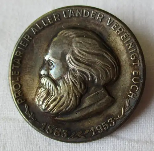 seltenes DDR Karl Marx Abzeichen 900er Silber Proletarier vereinigt euch /125202