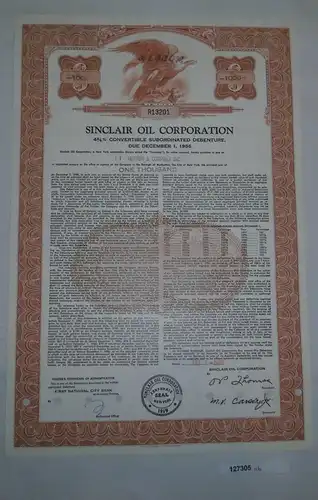 1000 Dollar Aktie Sinclair Oil Corporation New York 1. Dezember 1968 (127305)