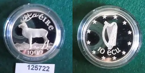 10 ECU Silbermünze Irland Hirsch 1990 (125722)