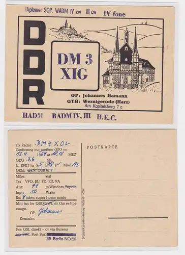 34292 QSL Karte Amateur Funker DDR Wernigerode Rathaus 1964