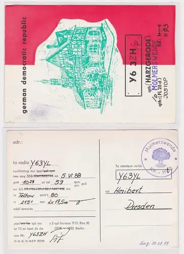 16889 QSL Karte Amateur Funker DDR (Harzgerode) Molmerswende 1988