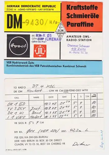 02258 QSL Karte Amateur Funker DDR VEB Petrochemisches Kombinat Schwedt 1978