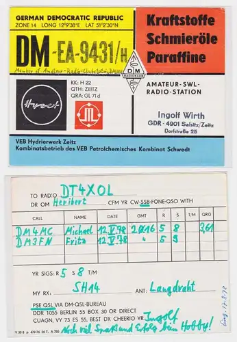 05642 QSL Karte Amateur Funker DDR VEB Petrochemisches Kombinat Schwedt 1978