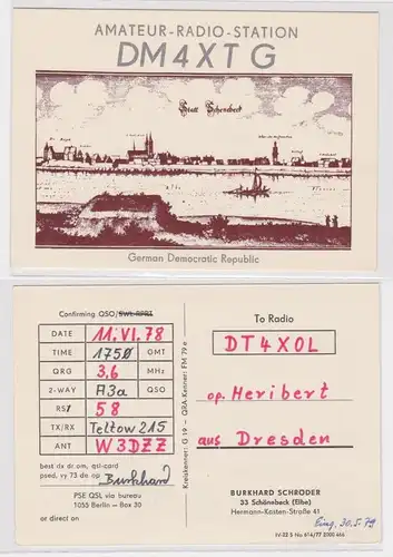 37032 QSL Karte Amateur Funker DDR Stadt Schönebeck an der Elbe 1978