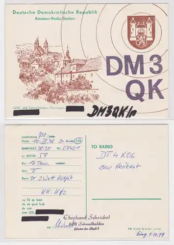 39858 QSL Karte Amateur Funker DDR Schmalkalden Thüringen 1978