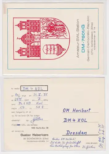 45302 QSL Karte Amateur Funker DDR Schönebeck (Elbe) 1975
