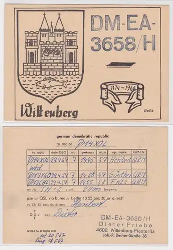 35990 QSL Karte Amateur Funker DDR Wittenberg mit Stadtwappen 1967