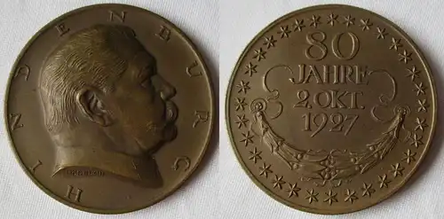Bronze Medaille 80 Jahre Hindenburg 2.Oktober 1927 Friedrich Hörnlein (134968)