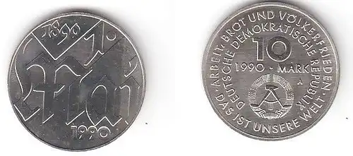 DDR Gedenk Münze 10 Mark 100.Jahre 1.Mai Feiertag 1990 (114527)