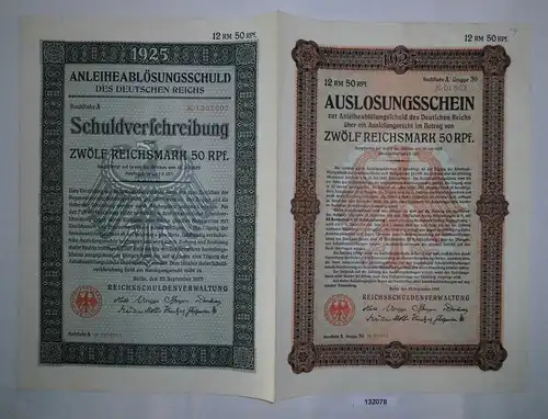 12,50 Mark Aktie Reichsschuldenverwaltung Berlin 25.September 1925 (132078)