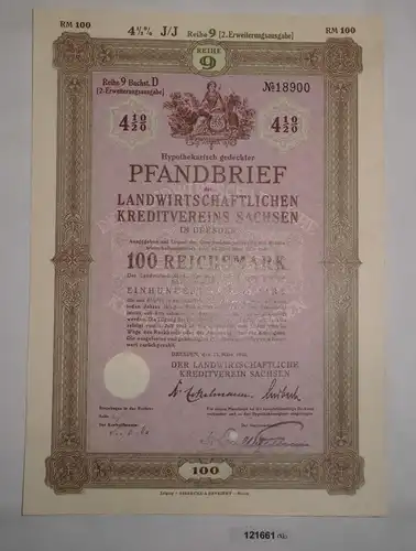 100 RM Pfandbrief Landwirtschaftlicher Kreditverein Sachsen Dresden 1940 /121661