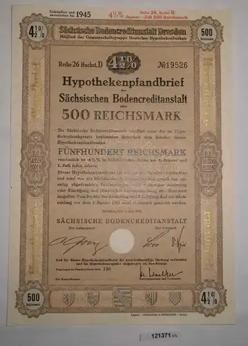 500 Reichsmark Schuldverschreibung Sächsische Bodencreditanstalt 1939 (121371)