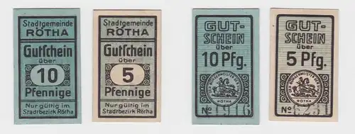 5 & 10 Pfennig Banknote Notgeld Stadtgemeinde Rötha ohne Jahr (136074)