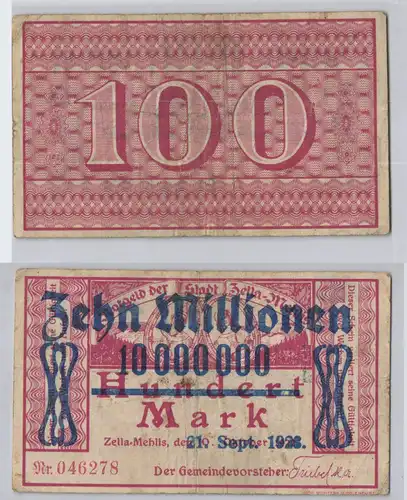 10 Millionen Mark Banknote Stadt Zella Mehlis 21.9.1923 (129229)