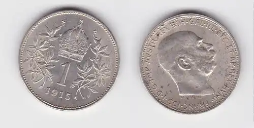 1 Krone Silber Münze Österreich 1915 vz (150984)