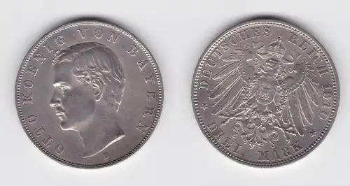3 Mark Silbermünze Bayern König Otto 1908 Jäger 47 ss (151546)