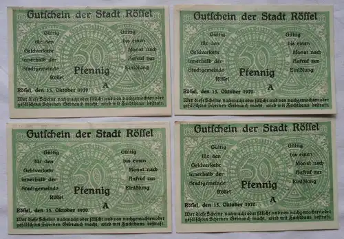 4 Banknoten Notgeld Stadt Rössel Ostpreussen 1920 (110011)